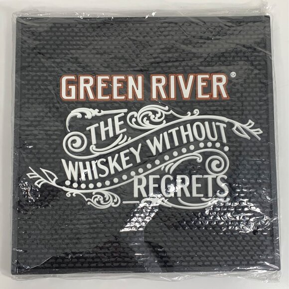 Green River Whiskey Without Regrets Bar Mat Non-Slip Rubber Durable Black NEW - Picture 1 of 2